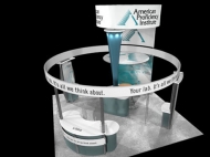 American Proficiency Institute trade show island displays by Structurz Exhibits and Graphics.